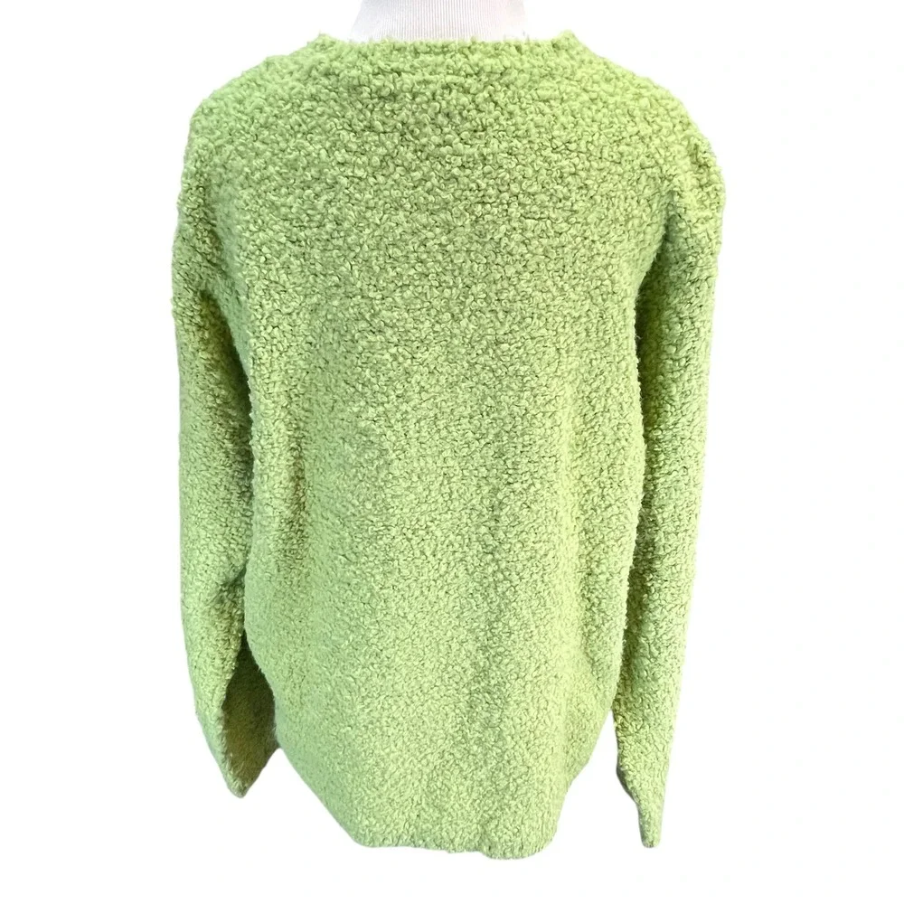 J. Crew Women's Green Textured Knit Crew‎ Neck Pullover Sweater Large